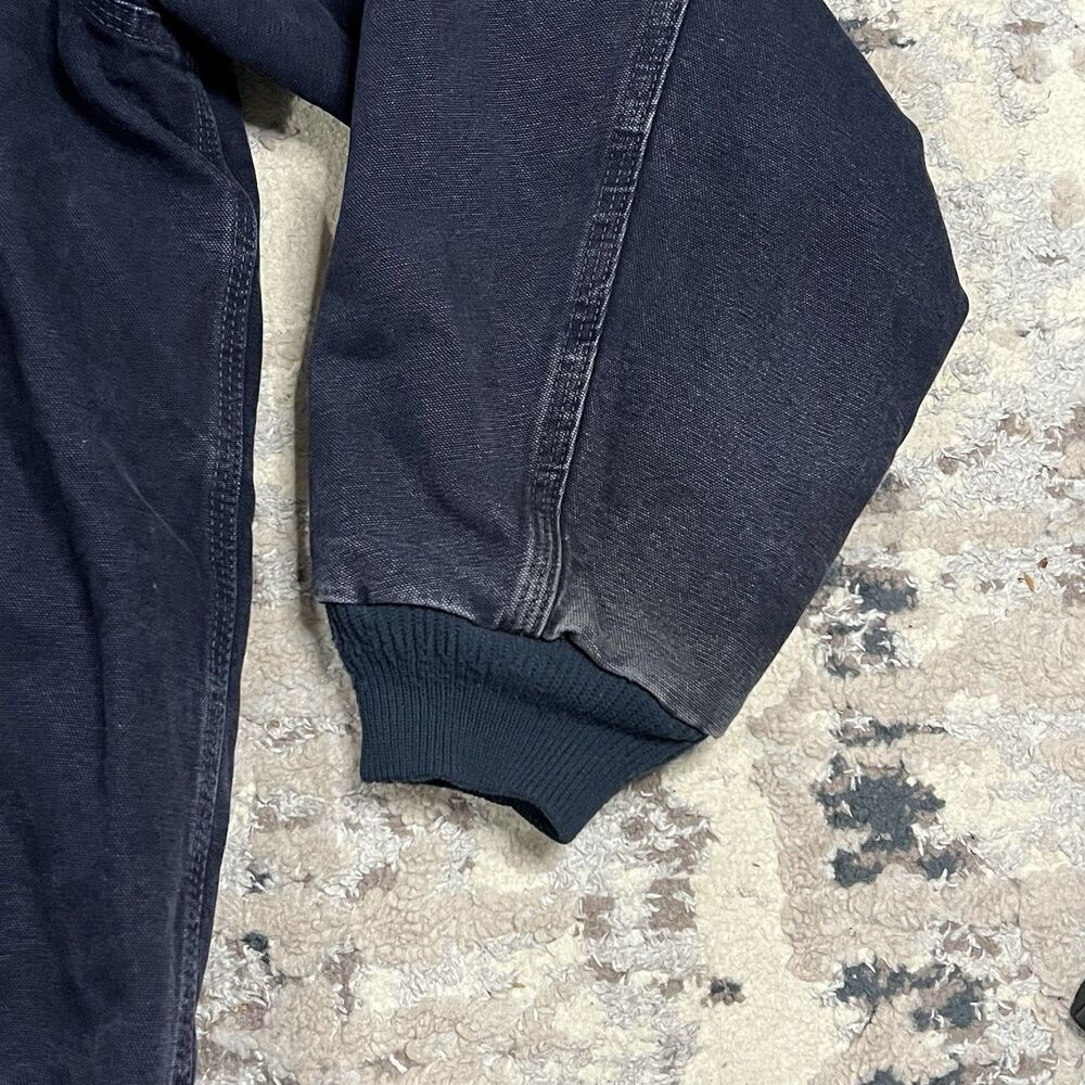 Vintage Carhartt Jacket Mens 3XL Tall Navy Hooded Canvas Lined Work J130 MDT - Picture 11 of 16